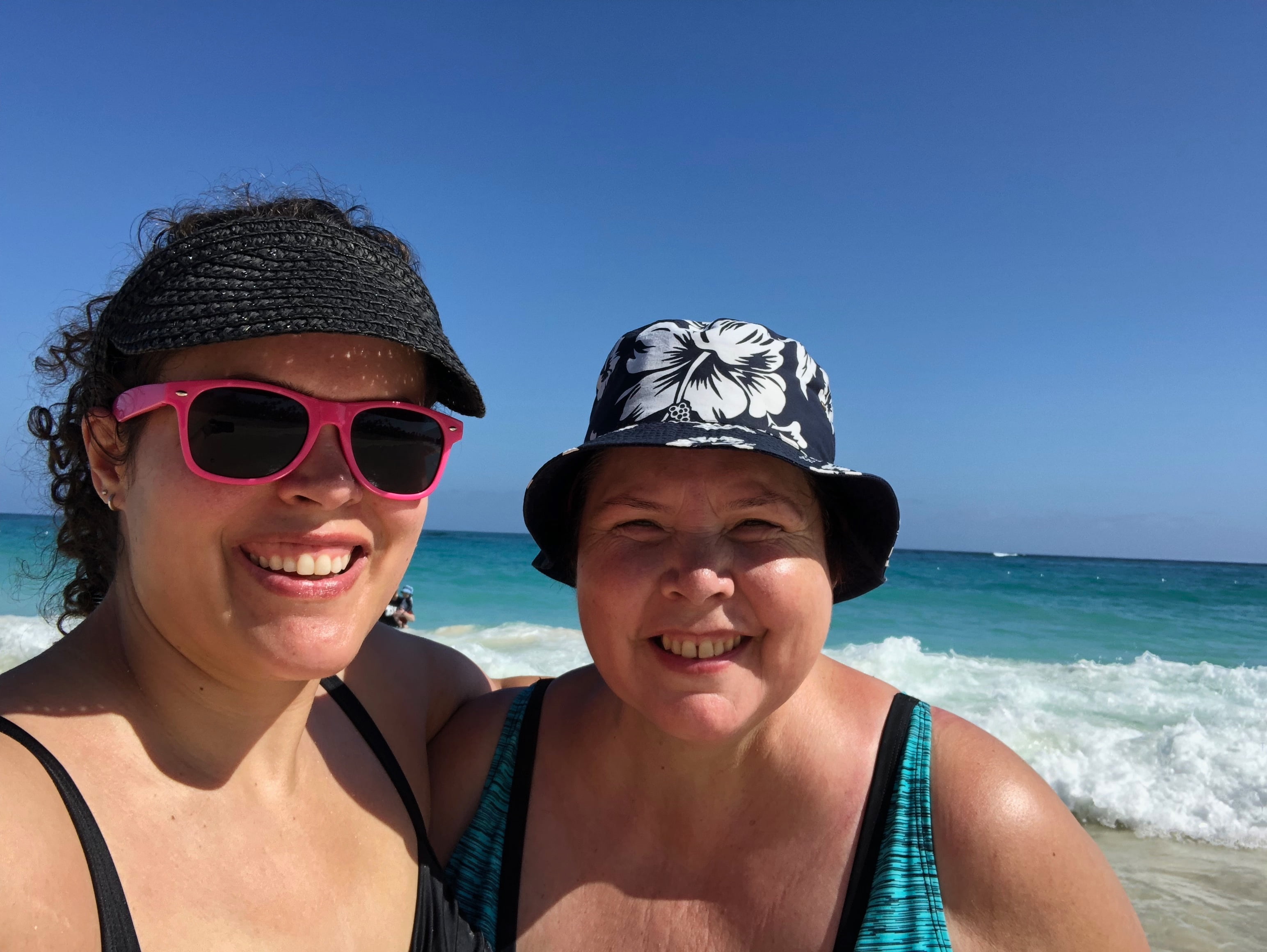 Mom and Adult Daughter on Beach in Dominican Republic